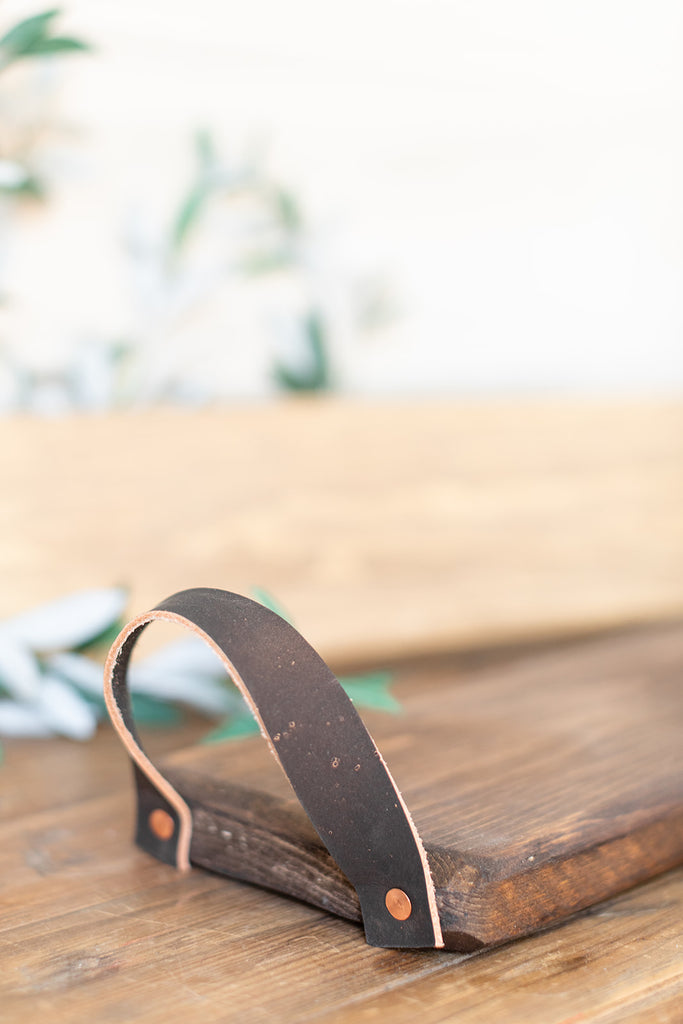 Leather Handled Long Tray