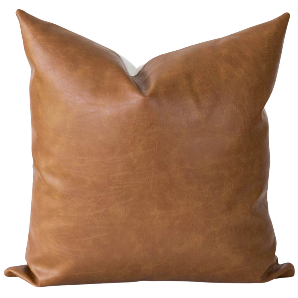 Cognac Leather Pillow Cover